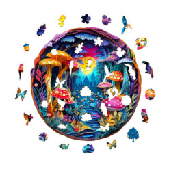 Alternative view of Wooden Jigsaw Puzzle – 3D mushroom paper carving
