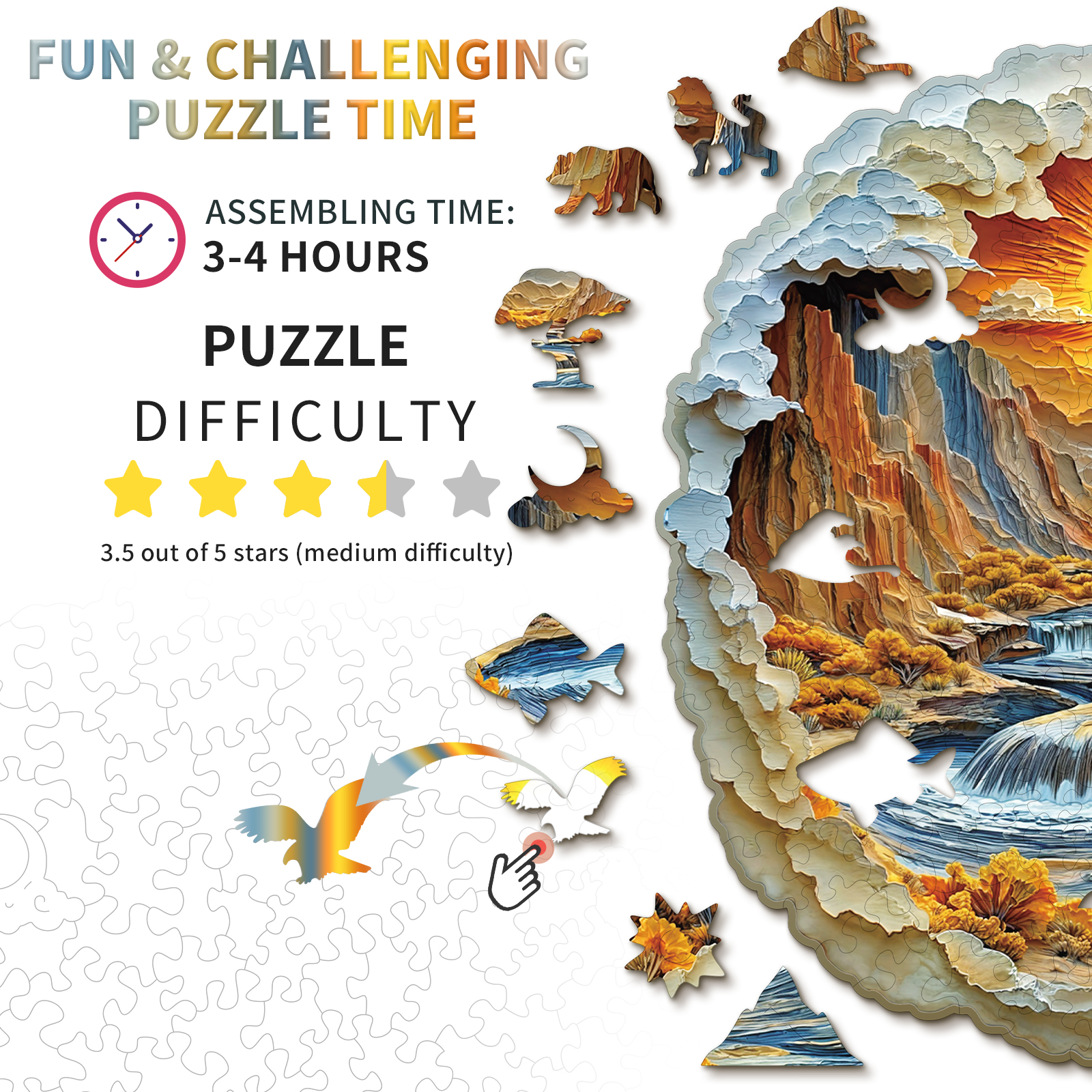 Wooden Jigsaw Puzzle – 3D Rivers and Mountains - Image 4