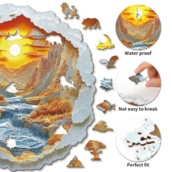 Alternative view of Wooden Jigsaw Puzzle –3D Sunset Light
