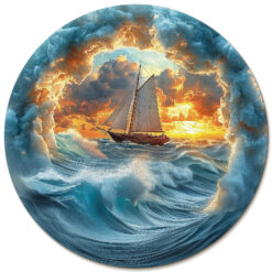 Wooden Jigsaw Puzzle – A sailboat in stormy seas