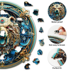 Alternative view of Wooden Jigsaw Puzzle – Angry Bear