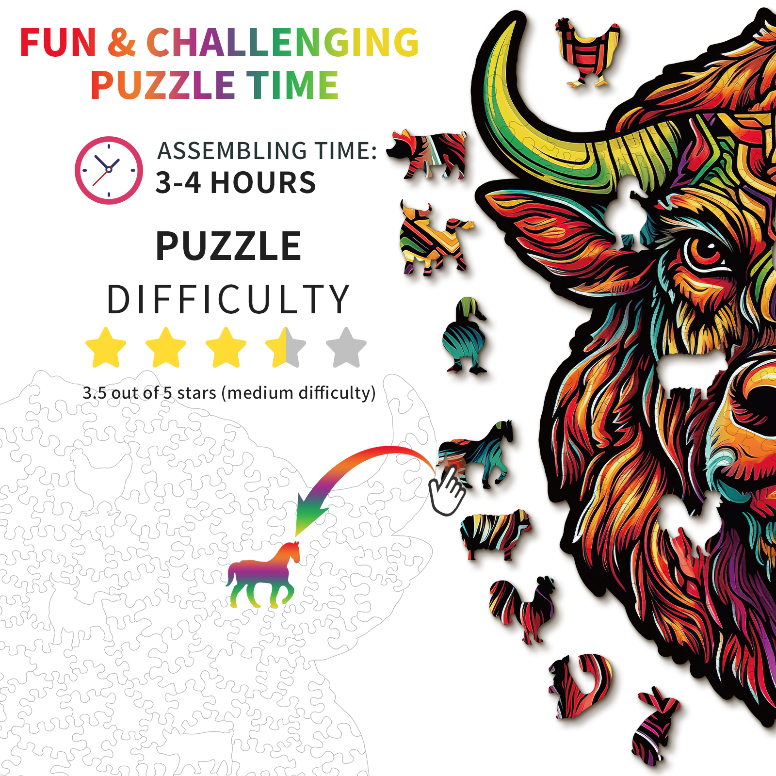 Wooden Jigsaw Puzzle – Angry Bull - Image 4
