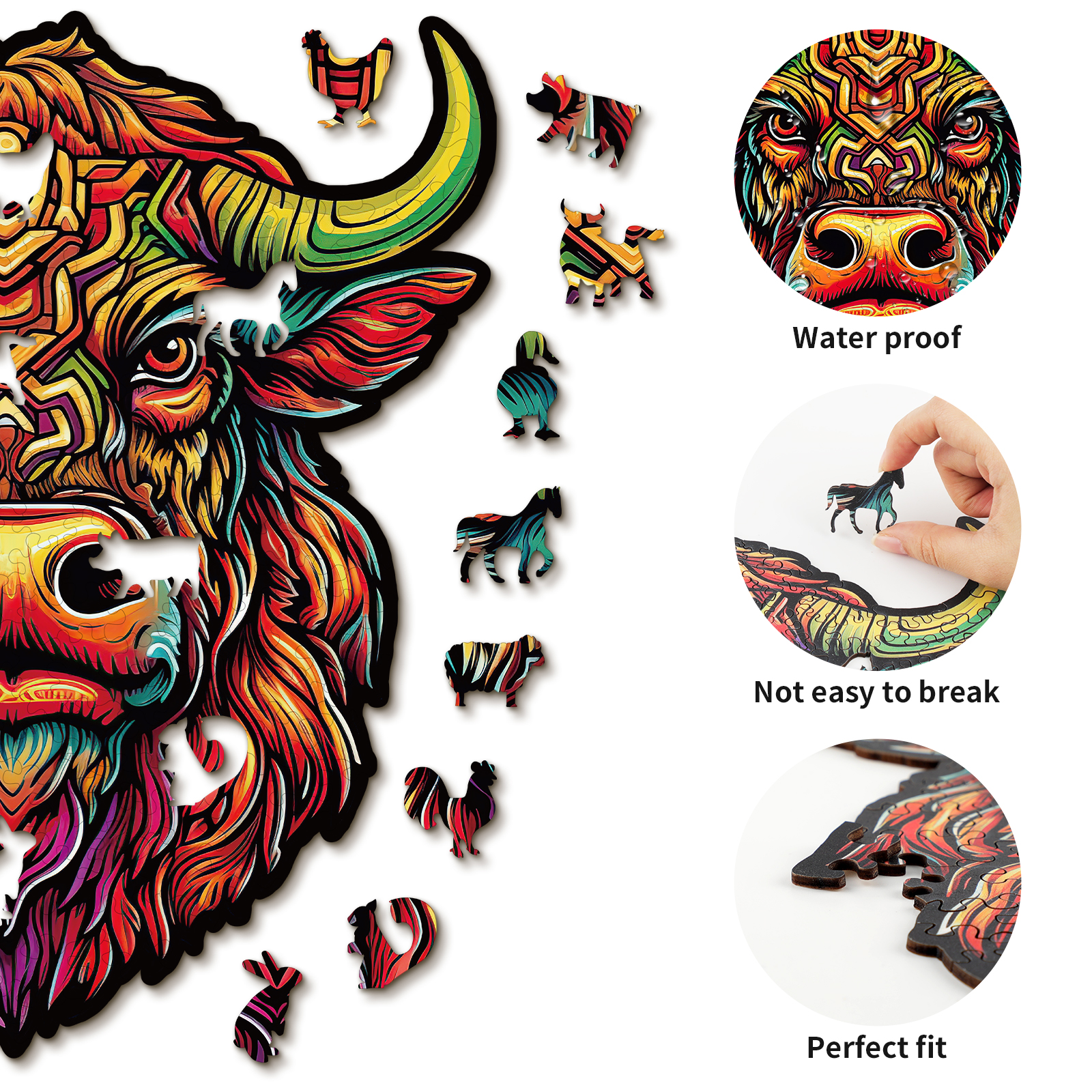 Wooden Jigsaw Puzzle – Angry Bull - Image 2