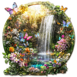 Wooden Jigsaw Puzzle – Butterflies and Waterfalls