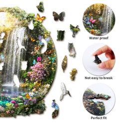 Alternative view of Wooden Jigsaw Puzzle – Butterflies and Waterfalls
