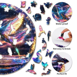 Alternative view of Wooden Jigsaw Puzzle – Celestial Hummingbird