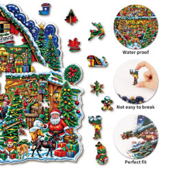 Alternative view of Wooden Jigsaw Puzzle – Christmas Grocery Store