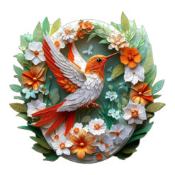 Wooden Jigsaw Puzzle – Colored paper carving hummingbird