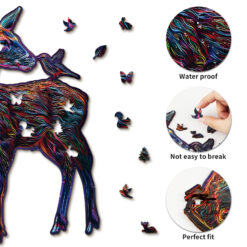 Alternative view of Wooden Jigsaw Puzzle – Colorful Deer