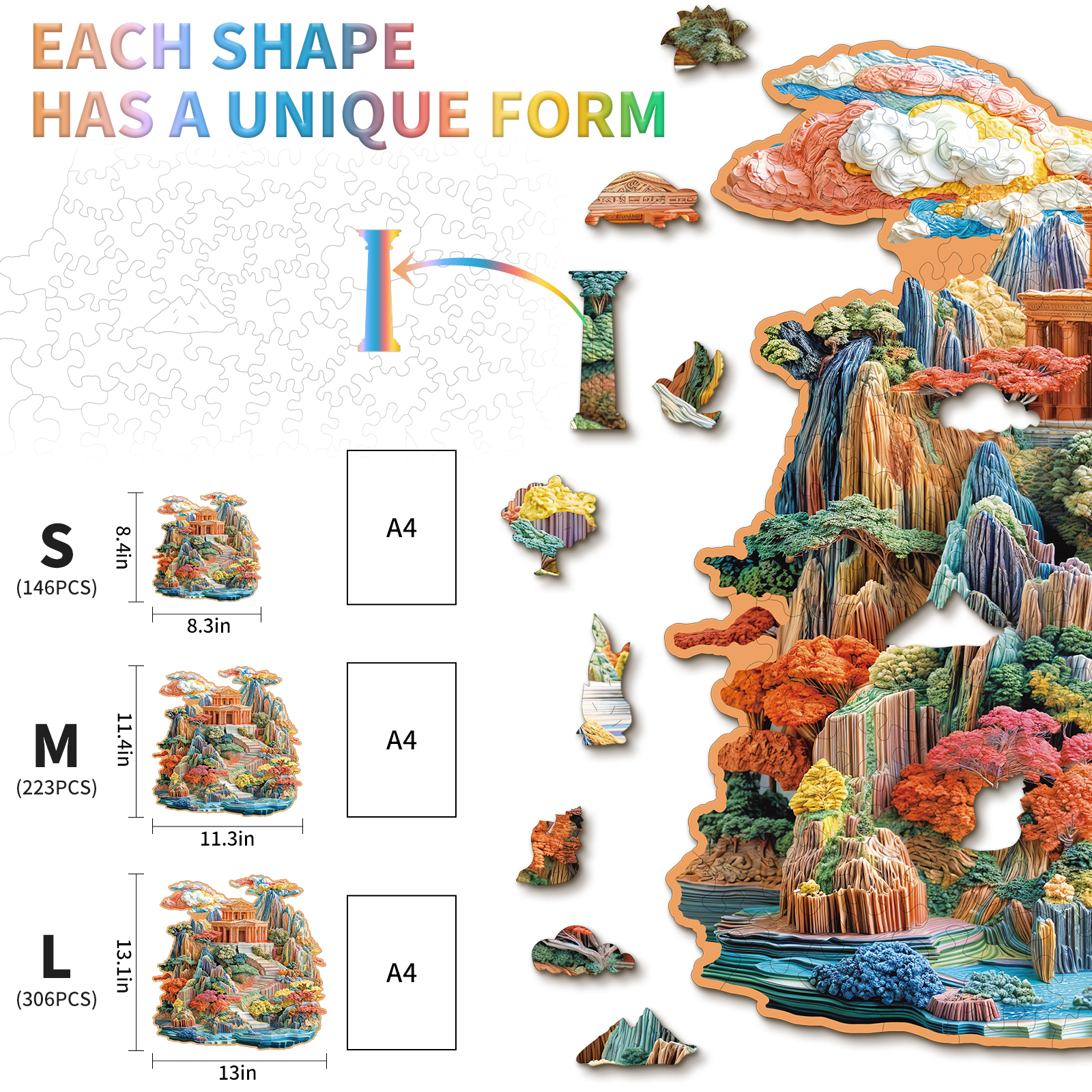 Wooden Jigsaw Puzzle – Colorful Palace - Image 5