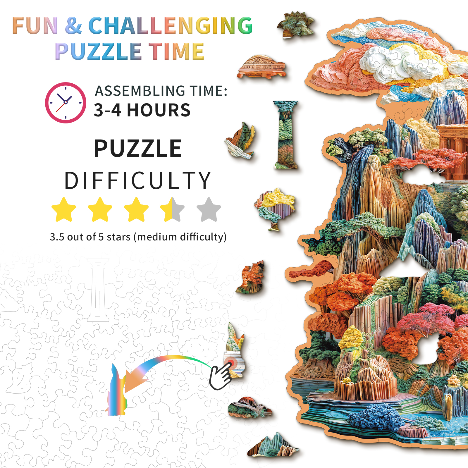 Wooden Jigsaw Puzzle – Colorful Palace - Image 4