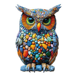 Wooden Jigsaw Puzzle – Colorful stone owl
