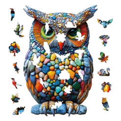 Alternative view of Wooden Jigsaw Puzzle – Colorful stone owl