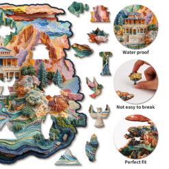 Alternative view of Wooden Jigsaw Puzzle – Colorful Temple