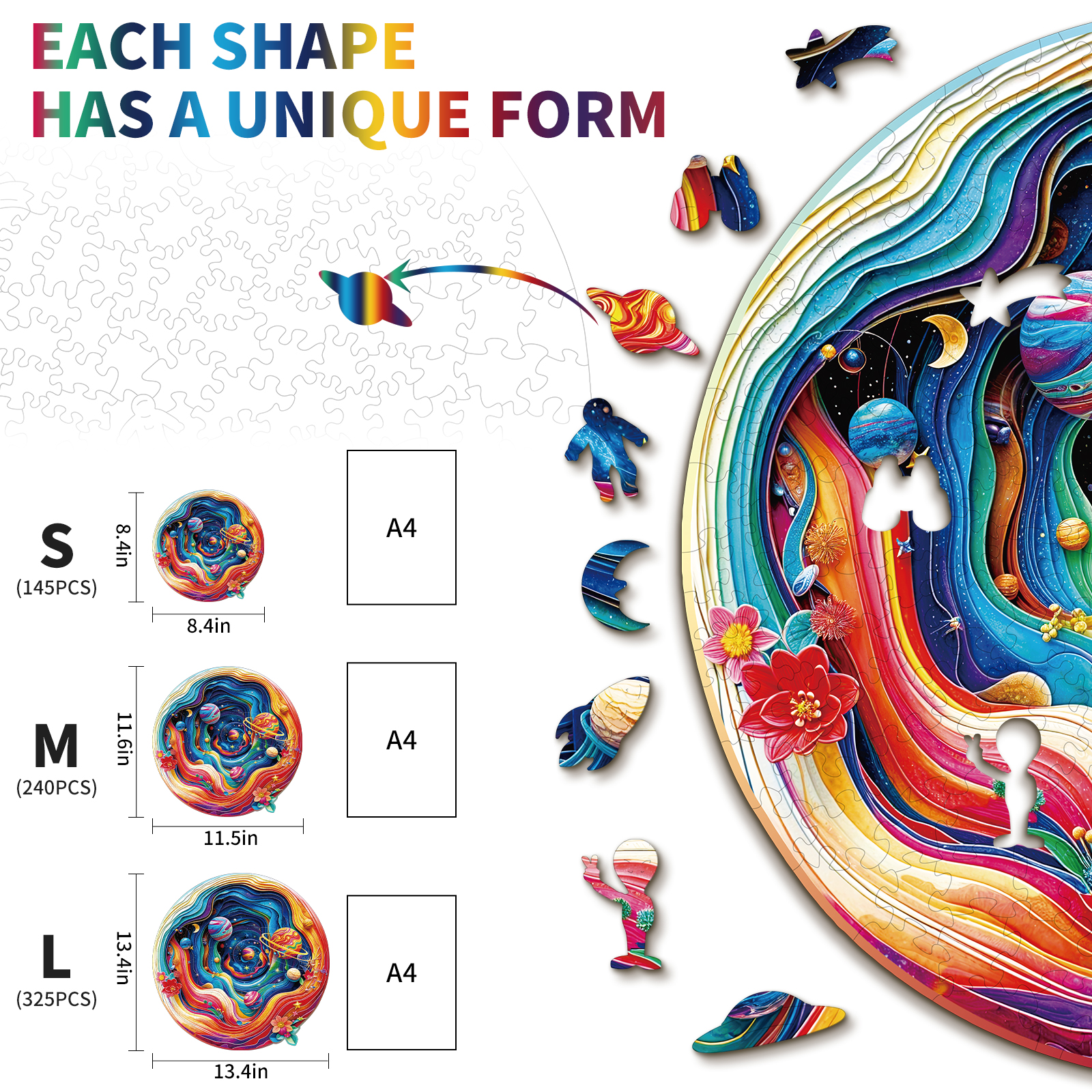 Wooden Jigsaw Puzzle – Colorful Universe - Image 5