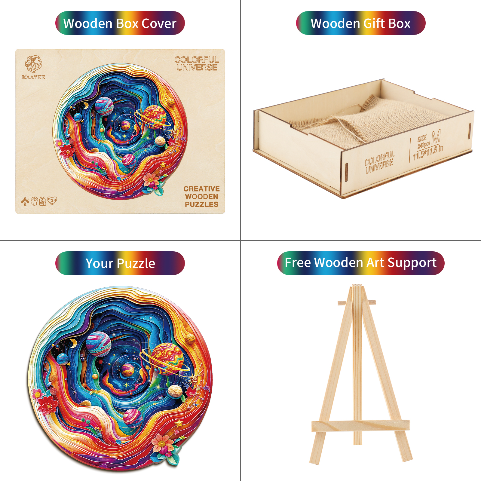 Wooden Jigsaw Puzzle – Colorful Universe - Image 3