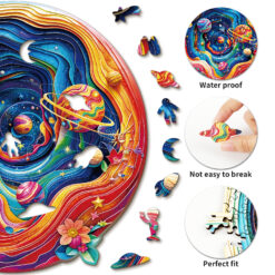 Alternative view of Wooden Jigsaw Puzzle – Colorful Universe