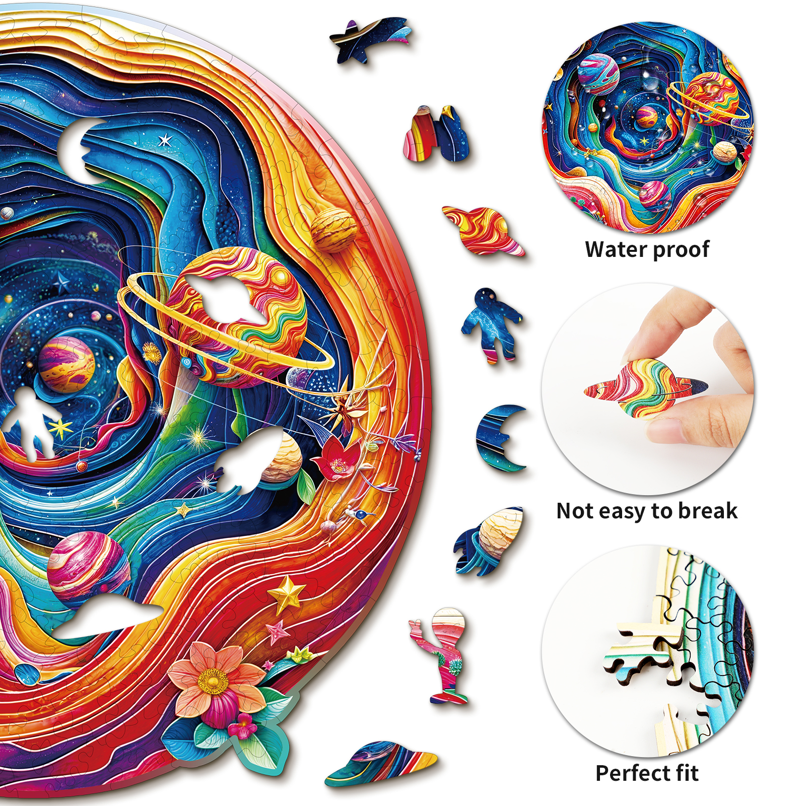 Wooden Jigsaw Puzzle – Colorful Universe - Image 2
