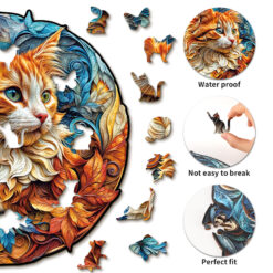 Alternative view of Wooden Jigsaw Puzzle – Curious Kitten