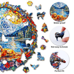 Alternative view of Wooden Jigsaw Puzzle – Dog and Snow Mountain