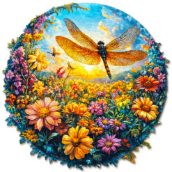 Wooden Jigsaw Puzzle –Dragonfly and Flowers