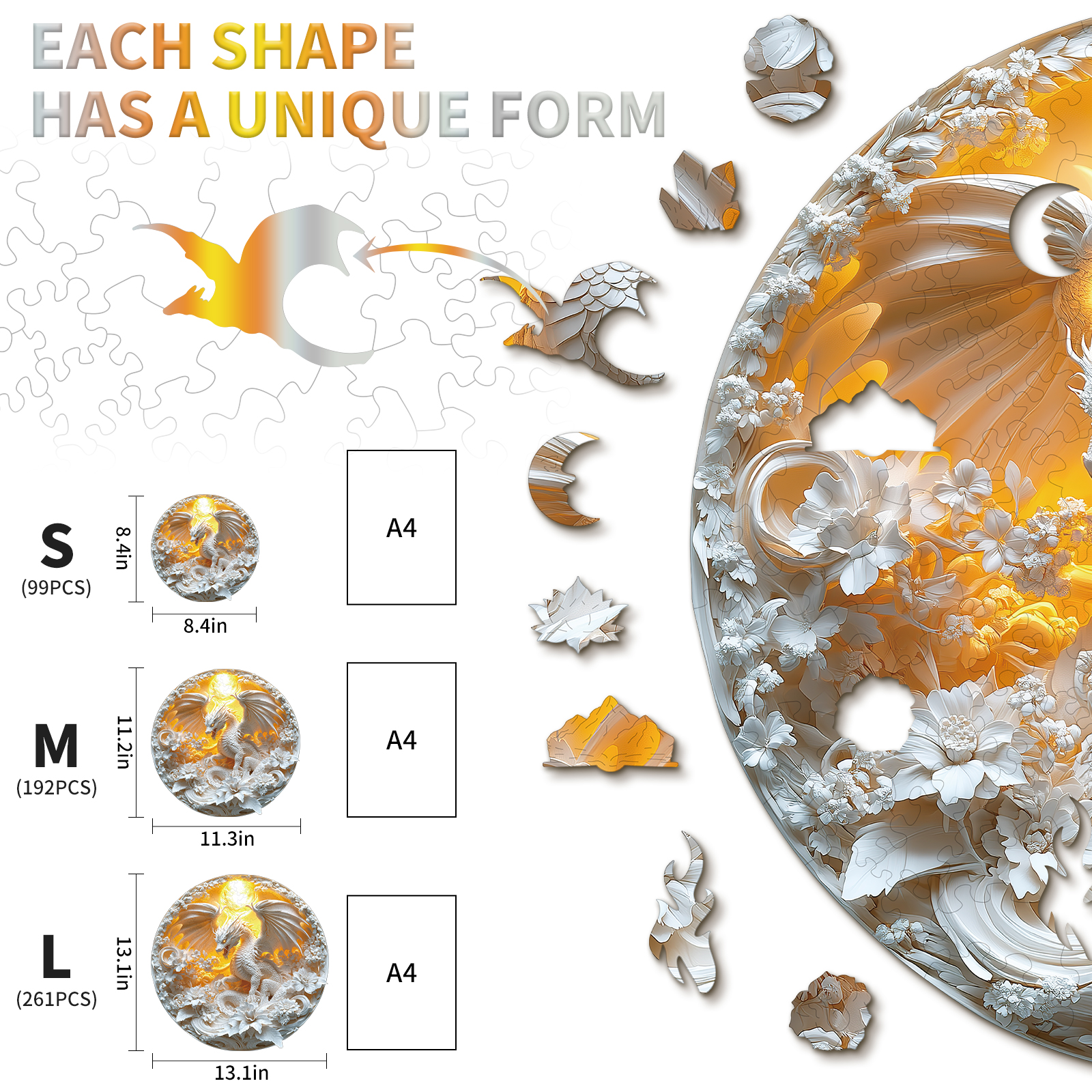 Wooden Jigsaw Puzzle – Fierce Dragon - Image 5