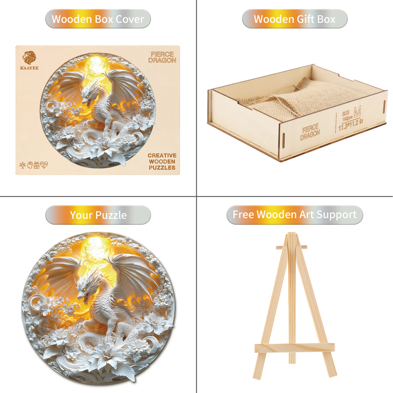 Wooden Jigsaw Puzzle – Fierce Dragon - Image 4