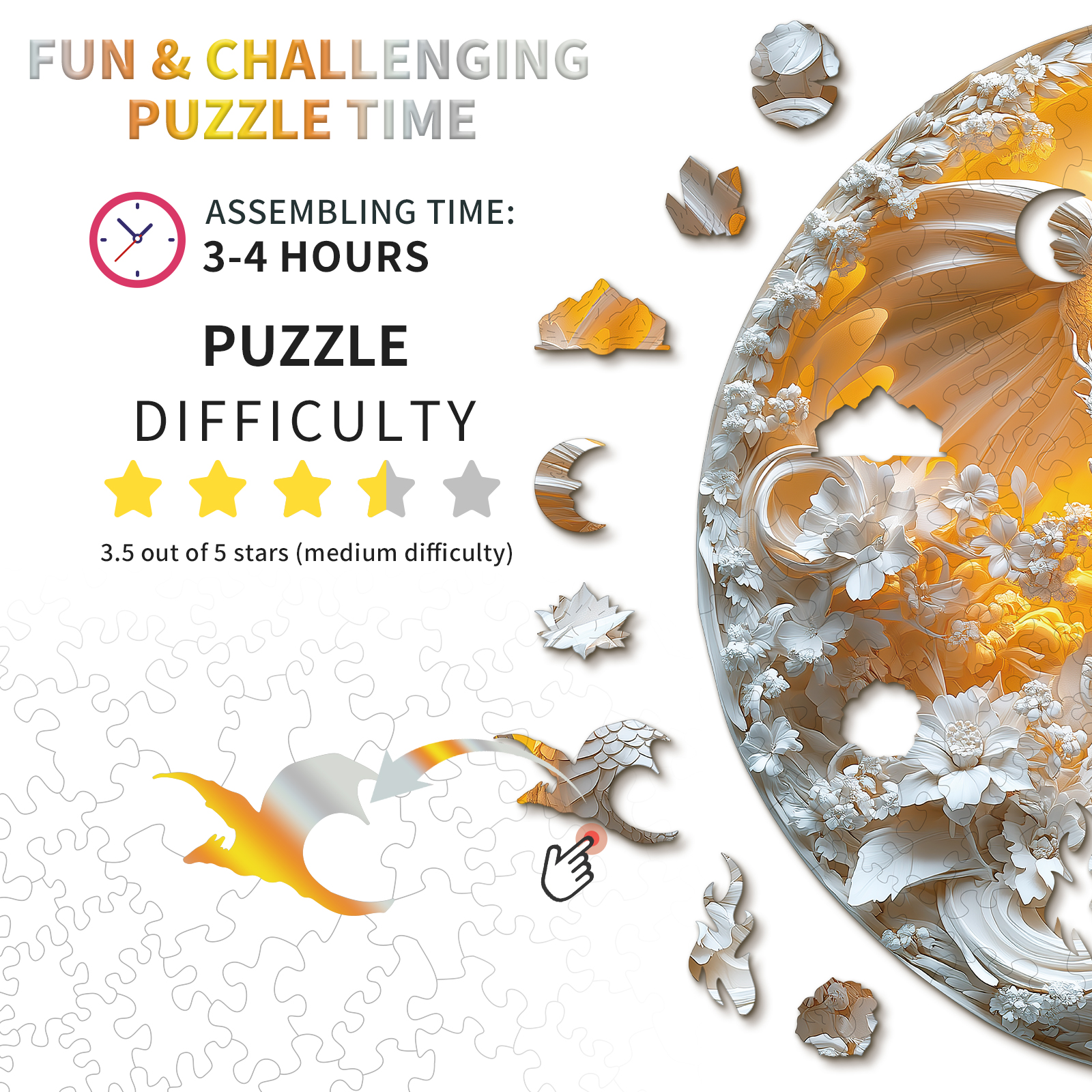 Wooden Jigsaw Puzzle – Fierce Dragon - Image 3