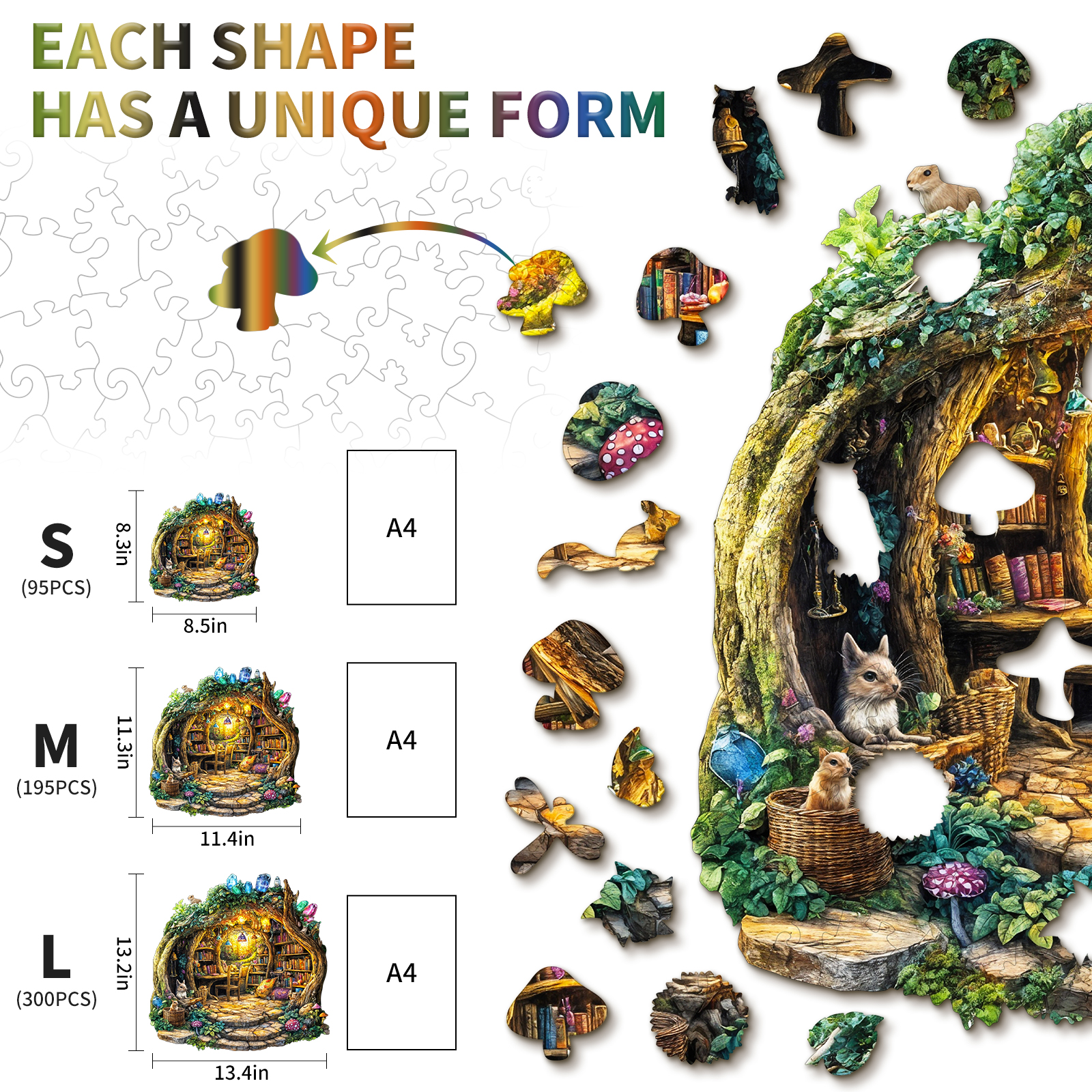 Wooden Jigsaw Puzzle –Forest Mushroom House - Image 5