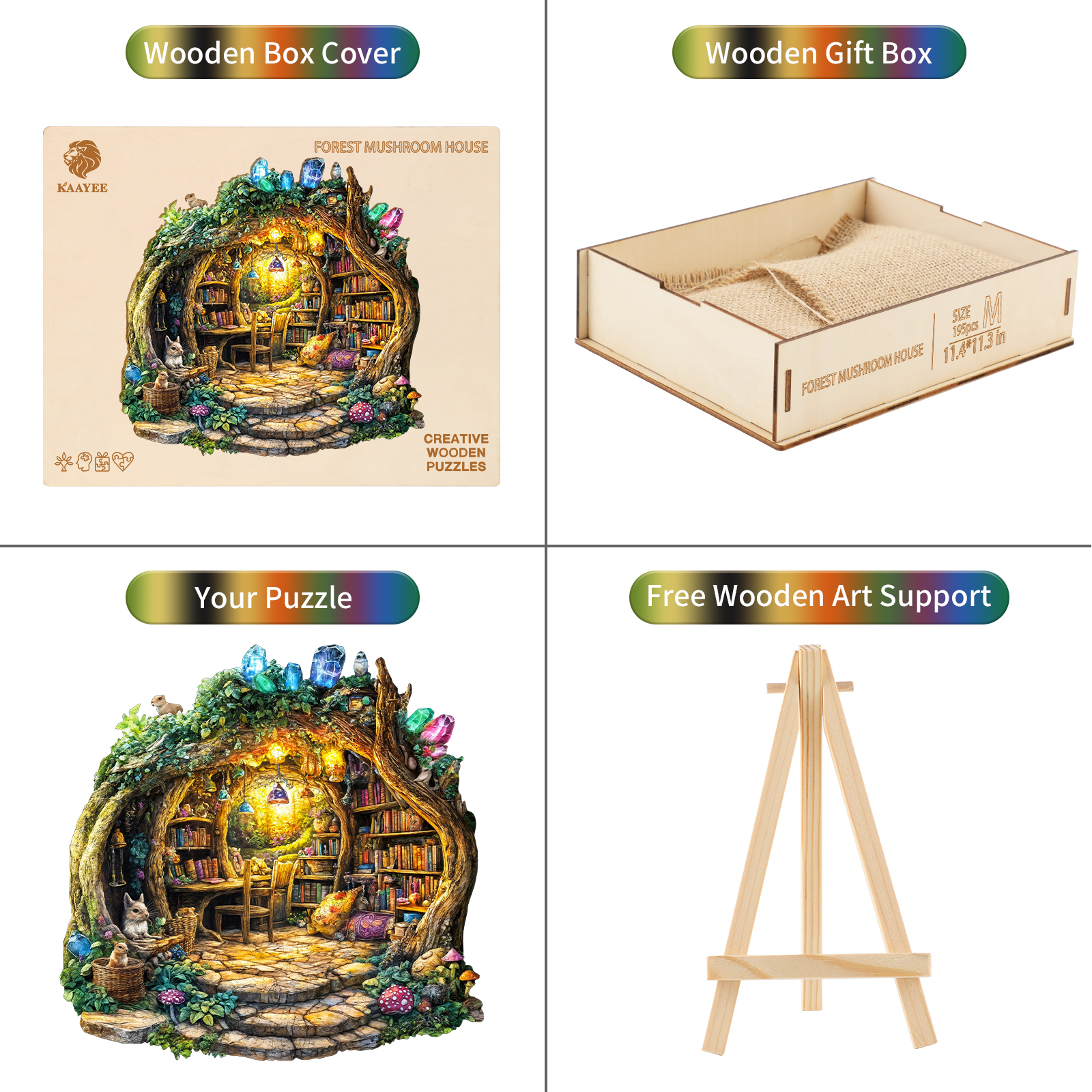 Wooden Jigsaw Puzzle –Forest Mushroom House - Image 3