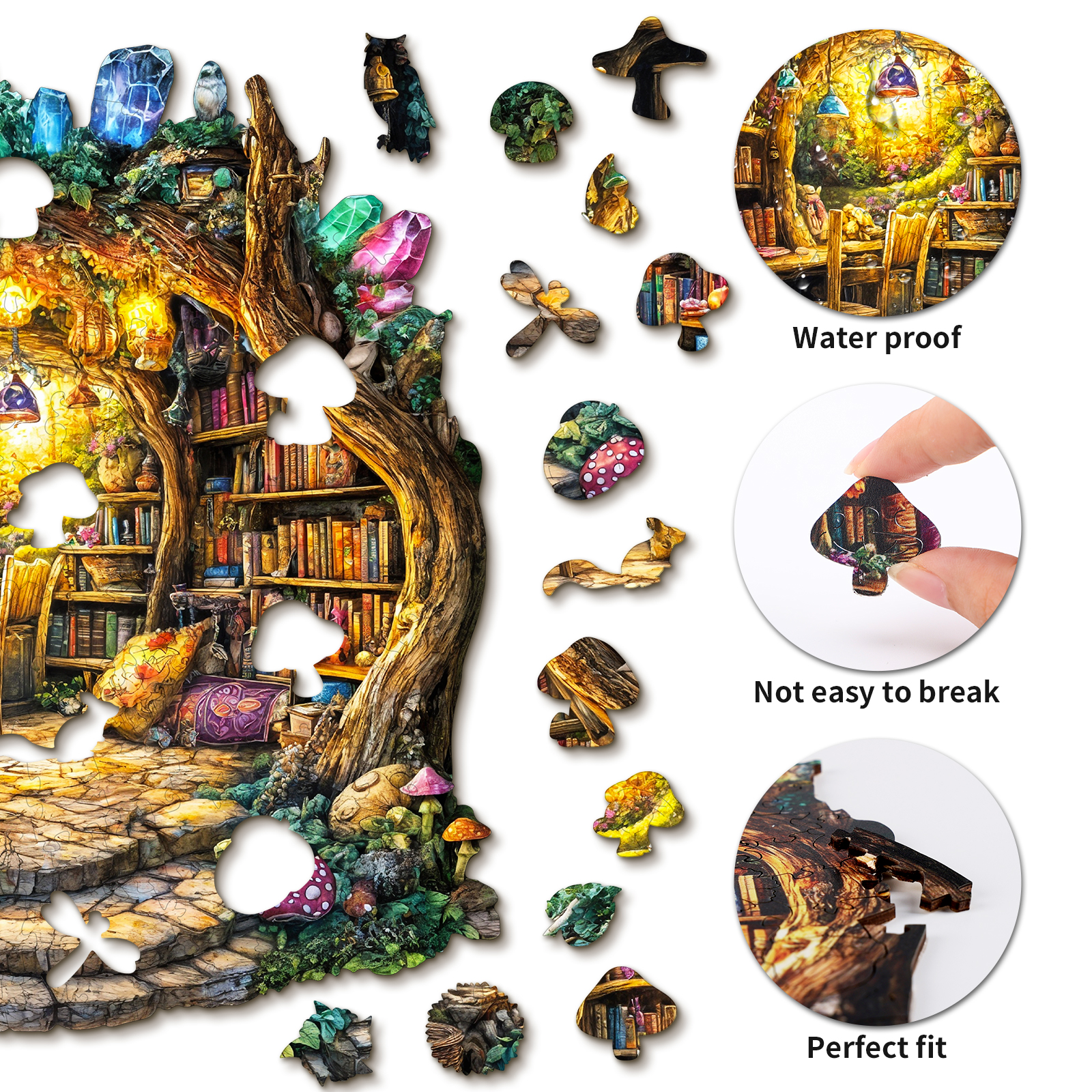 Wooden Jigsaw Puzzle –Forest Mushroom House - Image 2