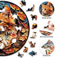 Alternative view of Wooden Jigsaw Puzzle –  Gentle Kitten