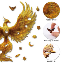 Alternative view of Wooden Jigsaw Puzzle –Golden Feather Phoenix