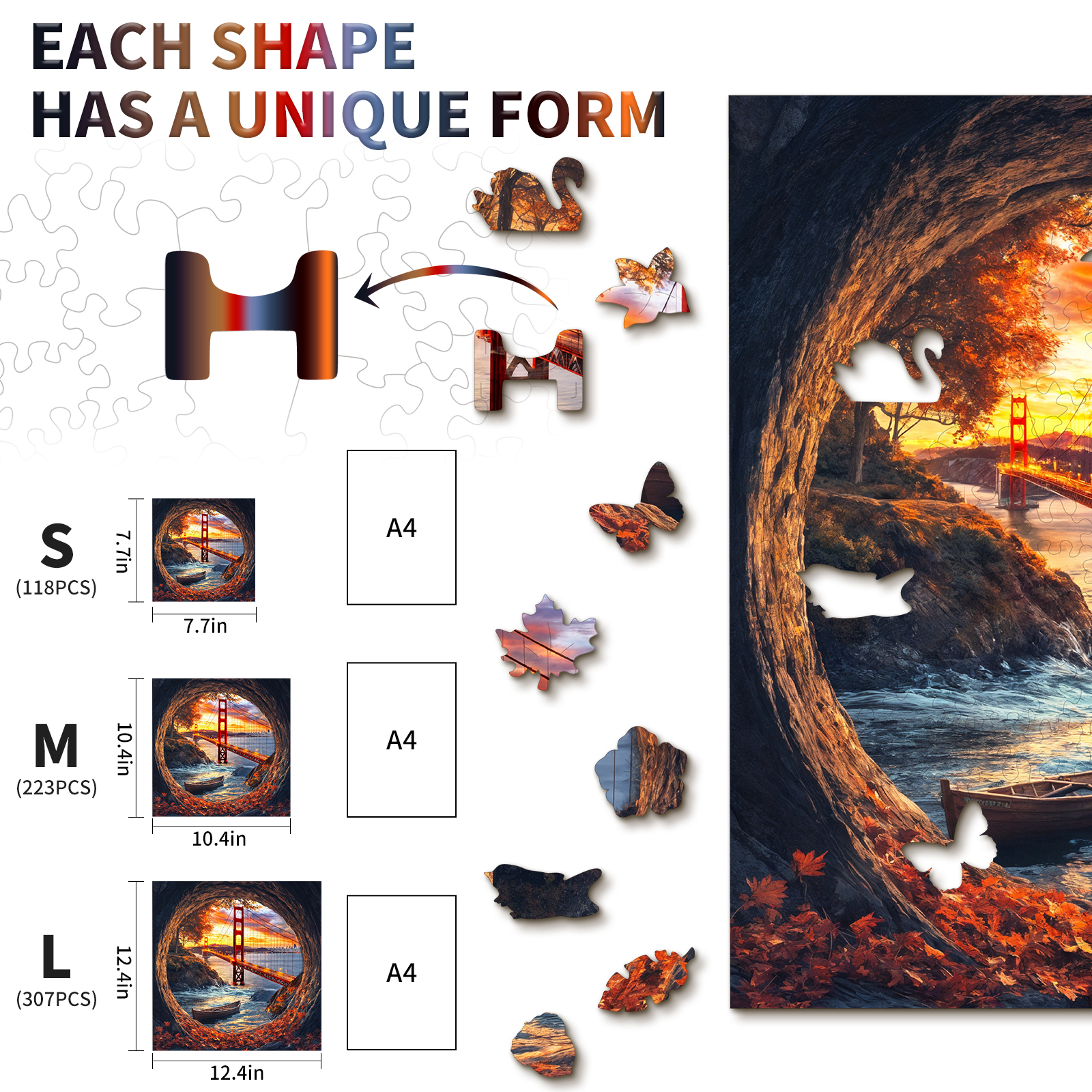 Wooden Jigsaw Puzzle – Golden Gate Bridge - Image 5