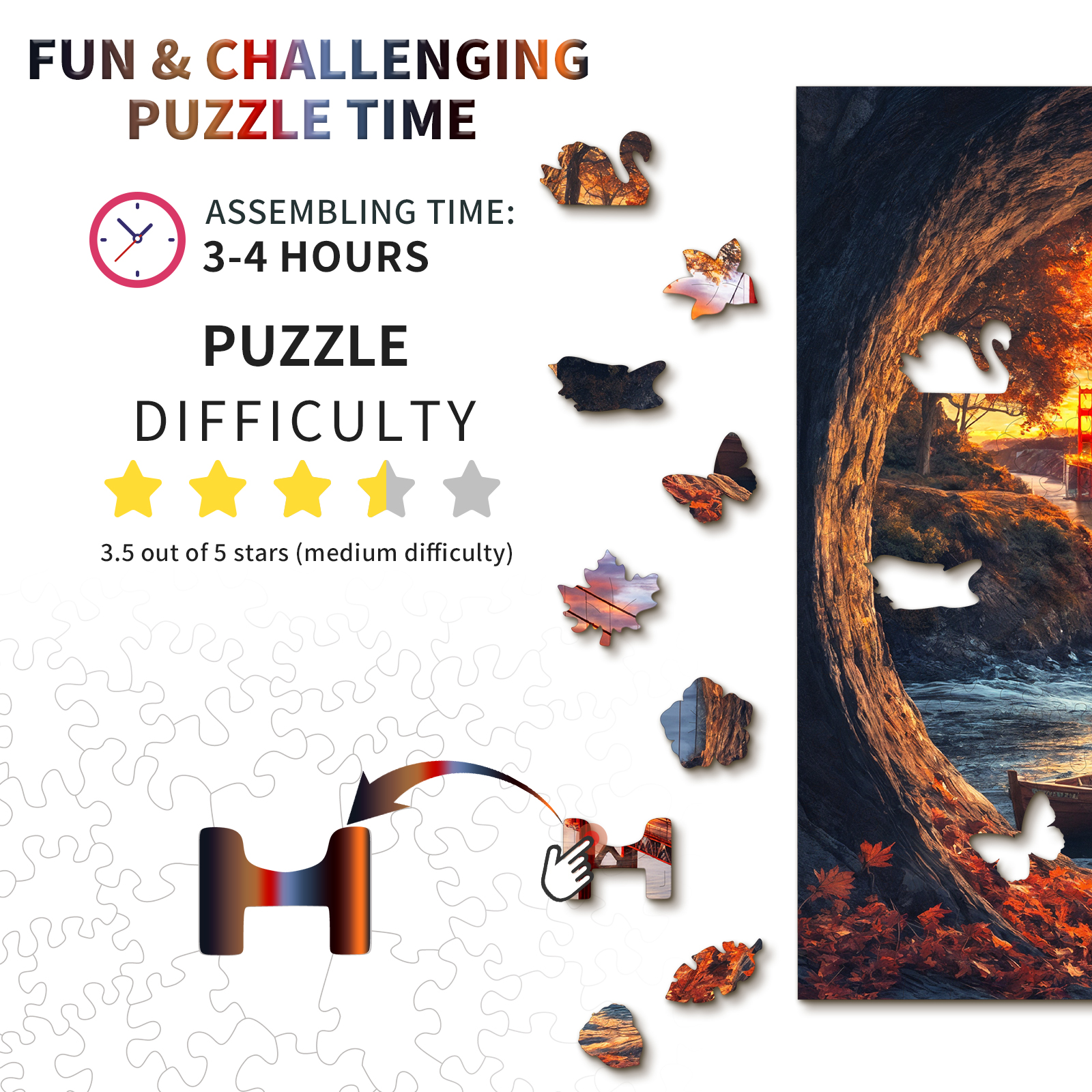 Wooden Jigsaw Puzzle – Golden Gate Bridge - Image 4