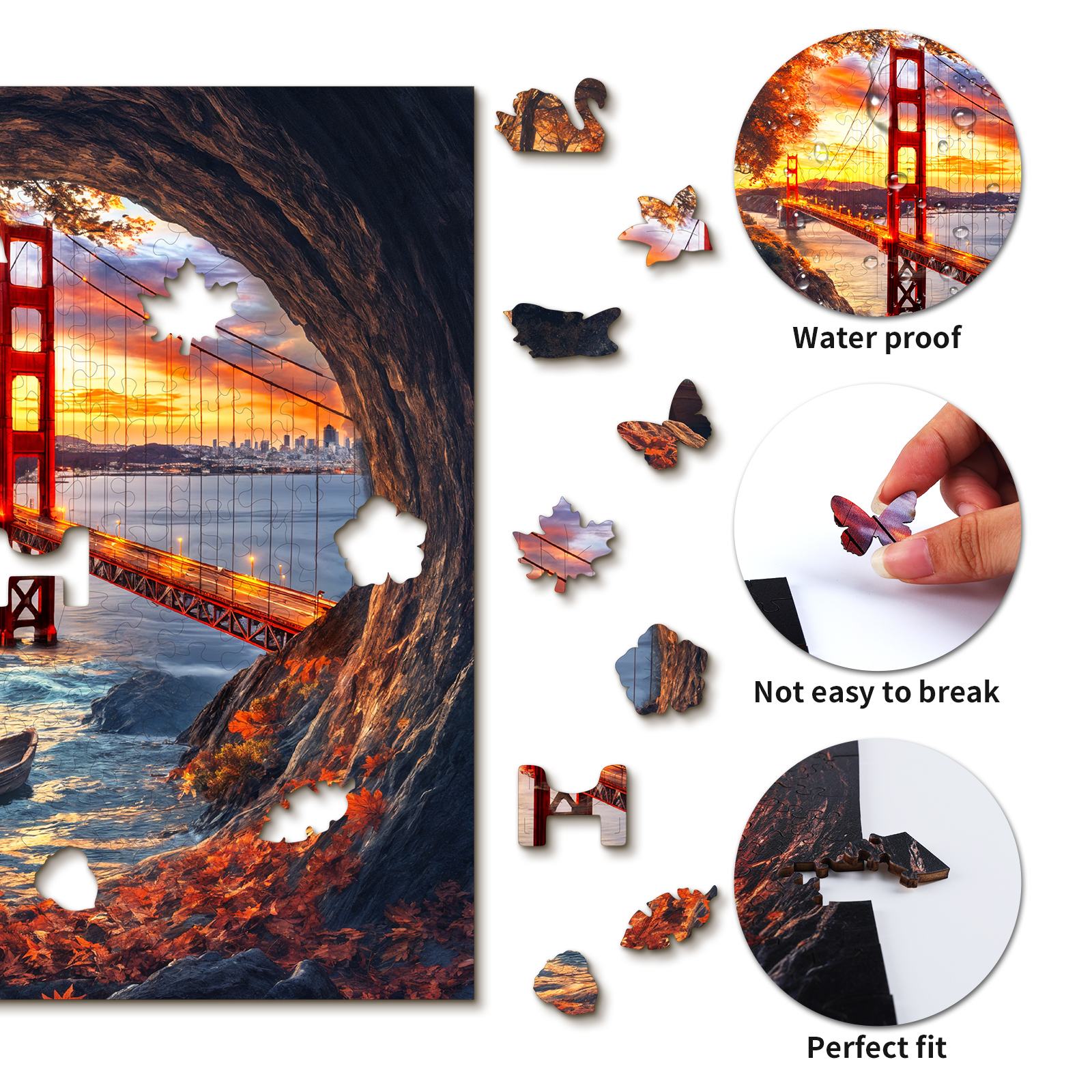 Wooden Jigsaw Puzzle – Golden Gate Bridge - Image 2