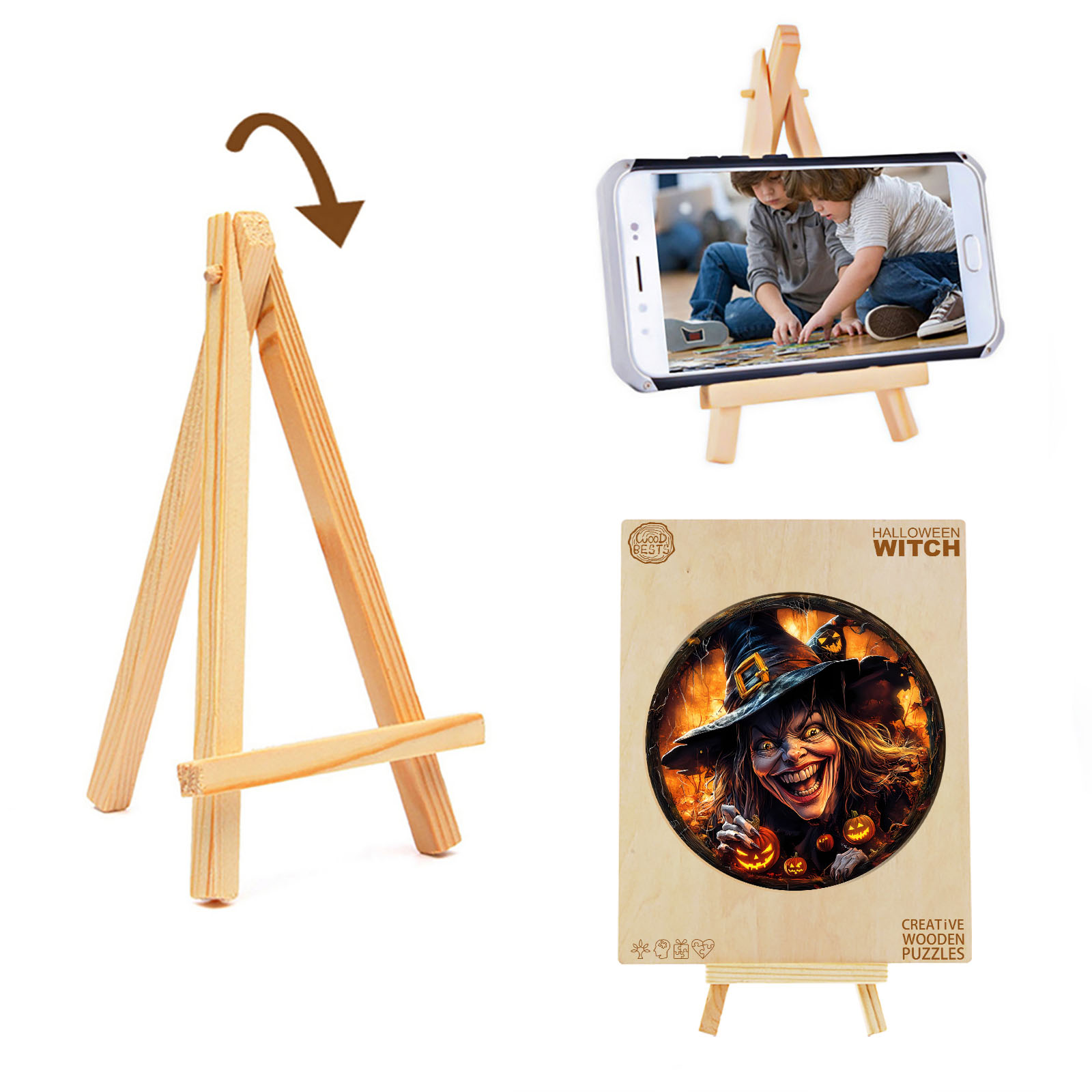 Wooden Jigsaw Puzzle – Halloween witch - Image 6