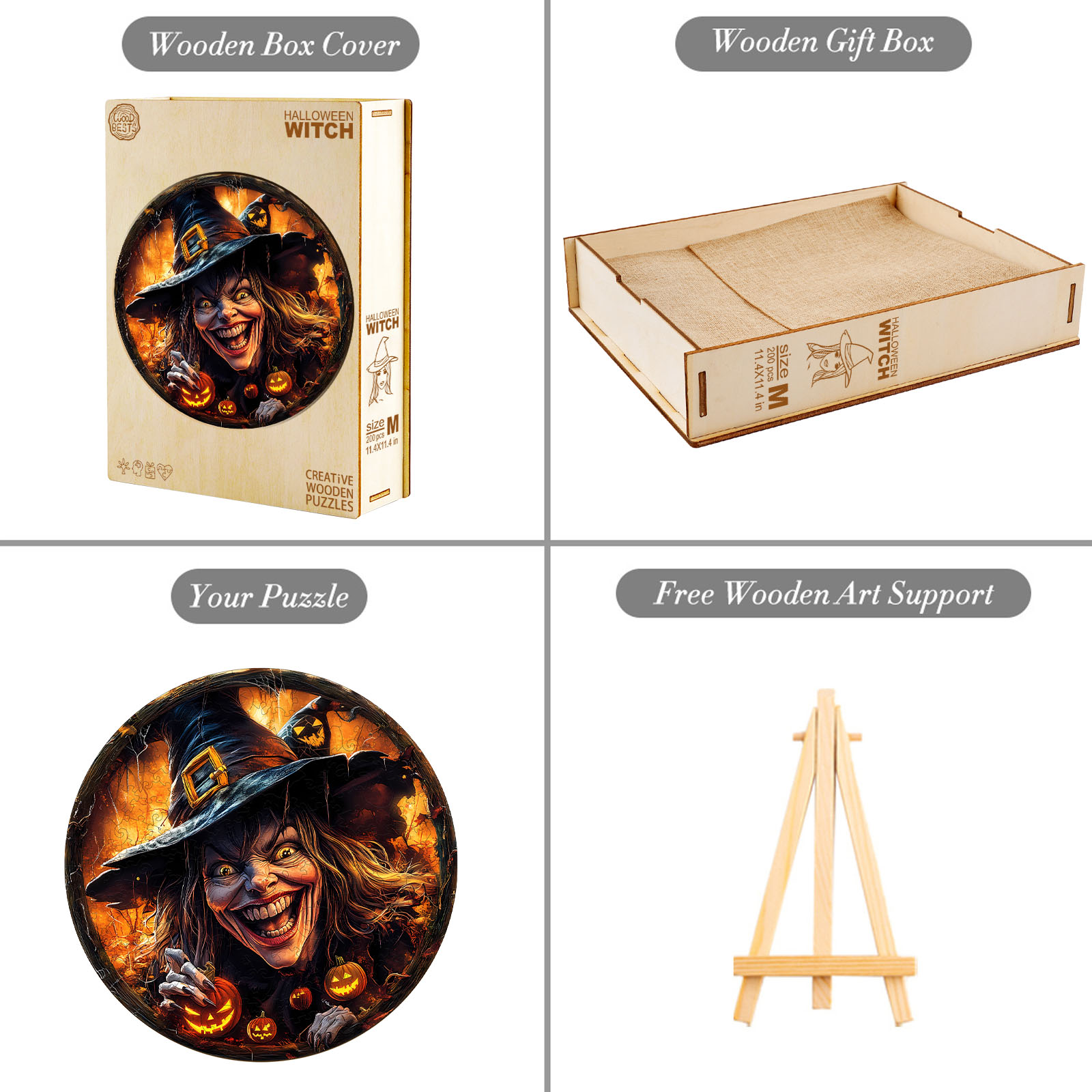 Wooden Jigsaw Puzzle – Halloween witch - Image 5