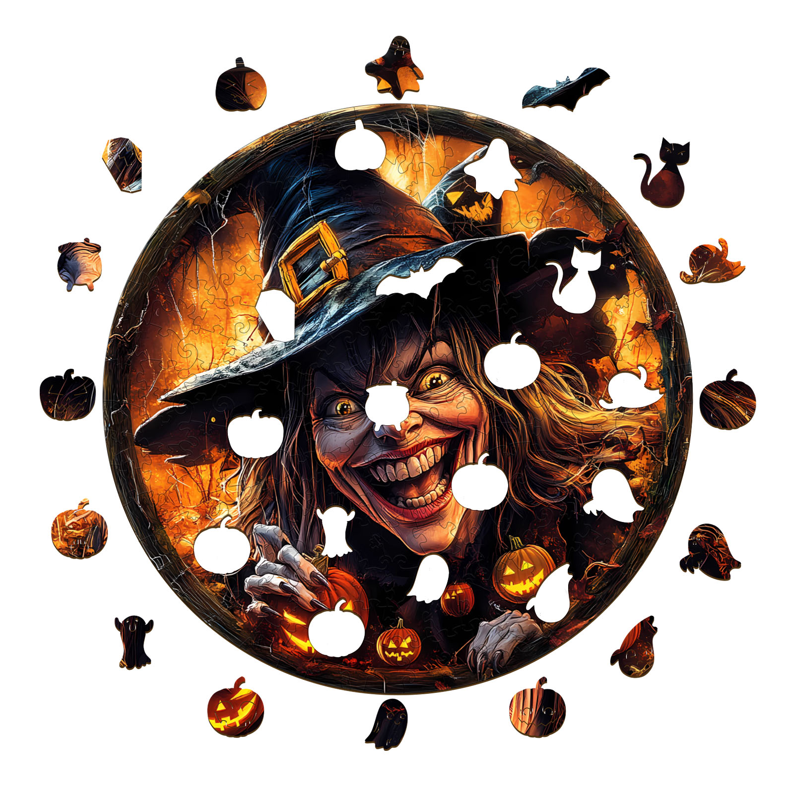 Wooden Jigsaw Puzzle – Halloween witch - Image 2