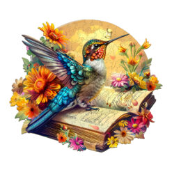 Wooden Jigsaw Puzzle – Hummingbird on book