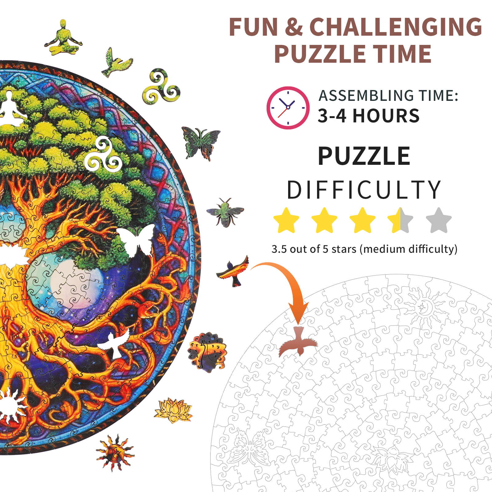 Wooden Jigsaw Puzzle – Lush Tree of Life - Image 4