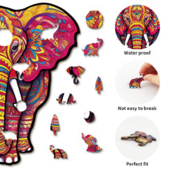 Alternative view of Wooden Jigsaw Puzzle – Mandala Elephant