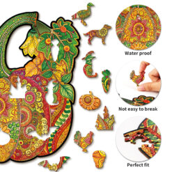 Alternative view of Wooden Jigsaw Puzzle – Mandala Pumpkin