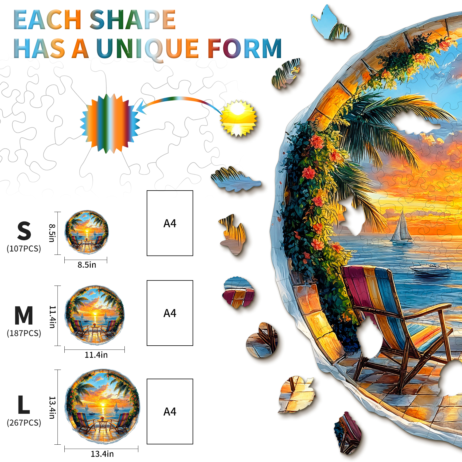 Wooden Jigsaw Puzzle – Ocean Sunset - Image 5