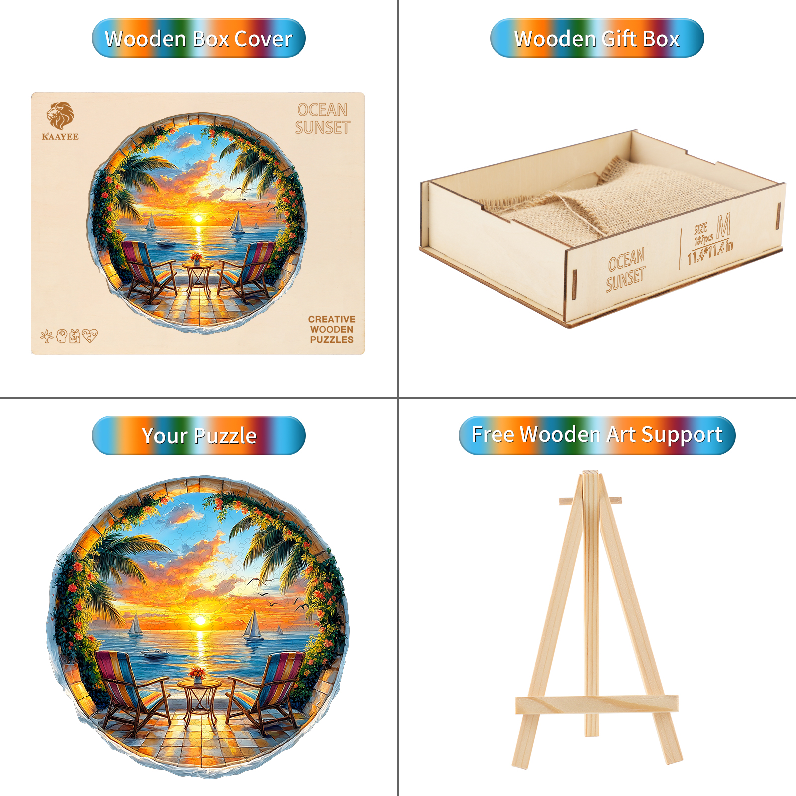 Wooden Jigsaw Puzzle – Ocean Sunset - Image 3