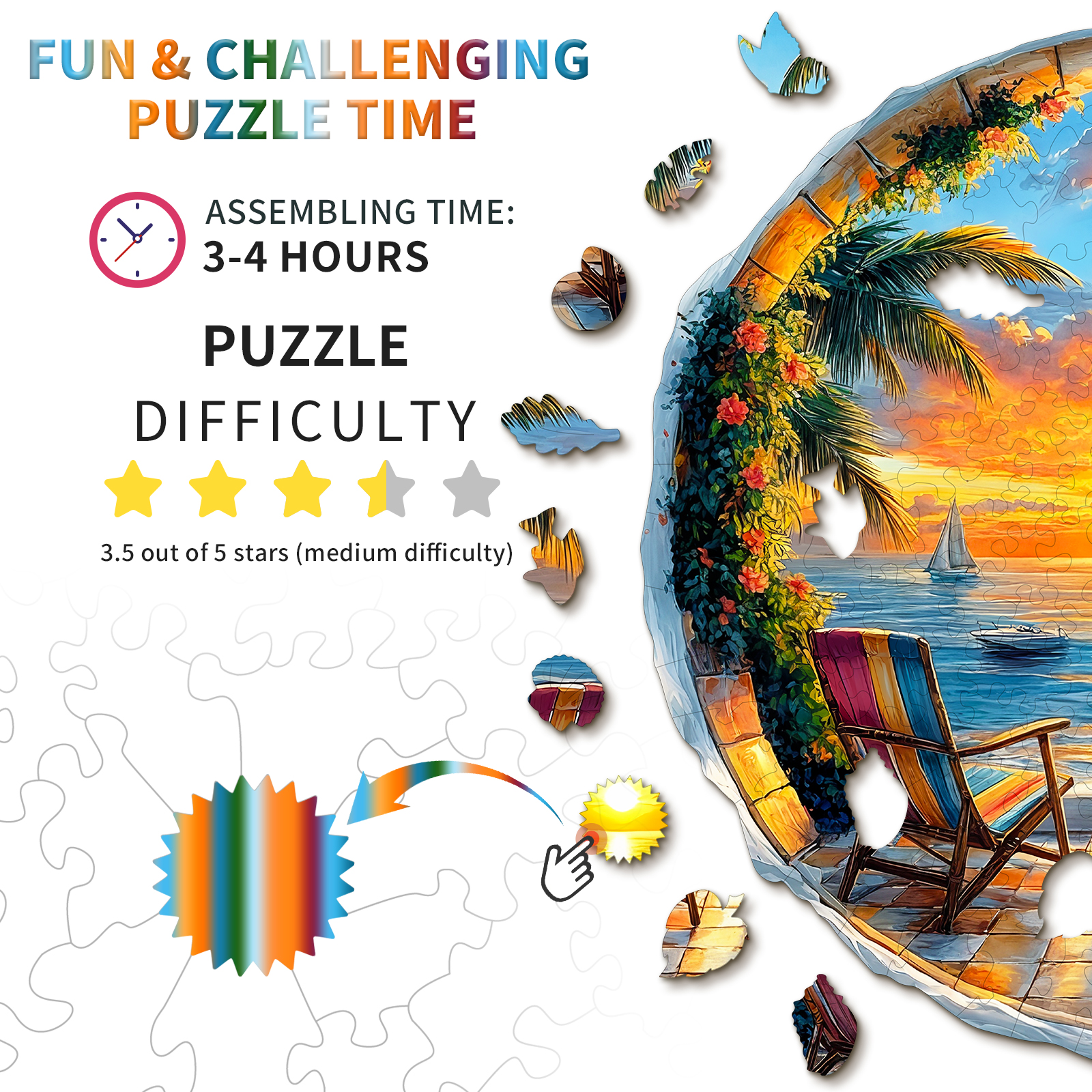 Wooden Jigsaw Puzzle – Ocean Sunset - Image 4