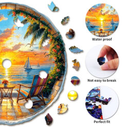 Alternative view of Wooden Jigsaw Puzzle – Ocean Sunset