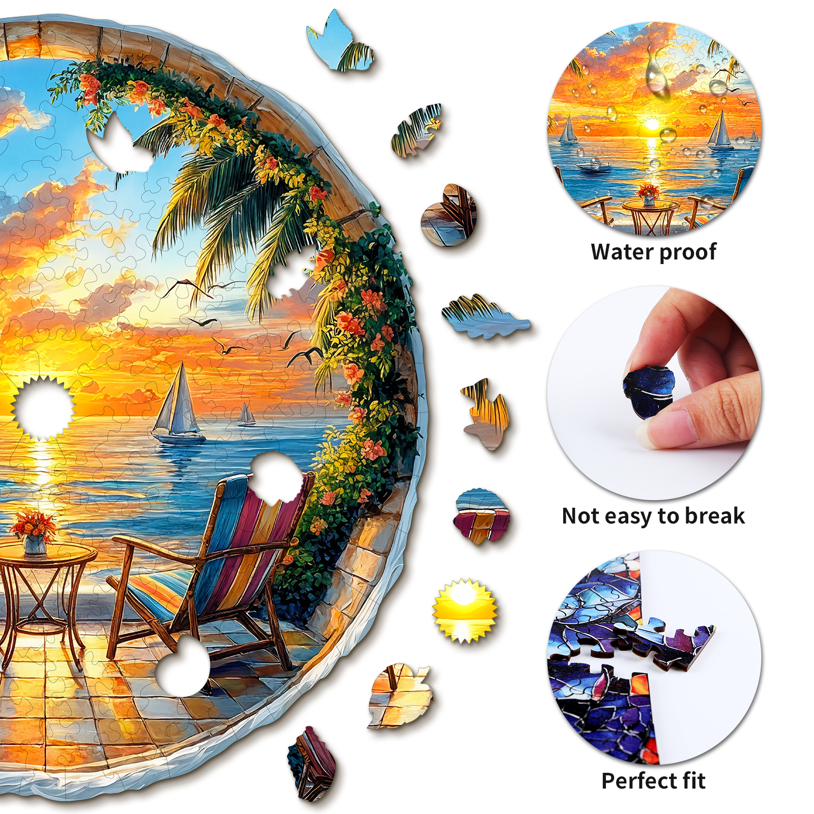 Wooden Jigsaw Puzzle – Ocean Sunset - Image 2