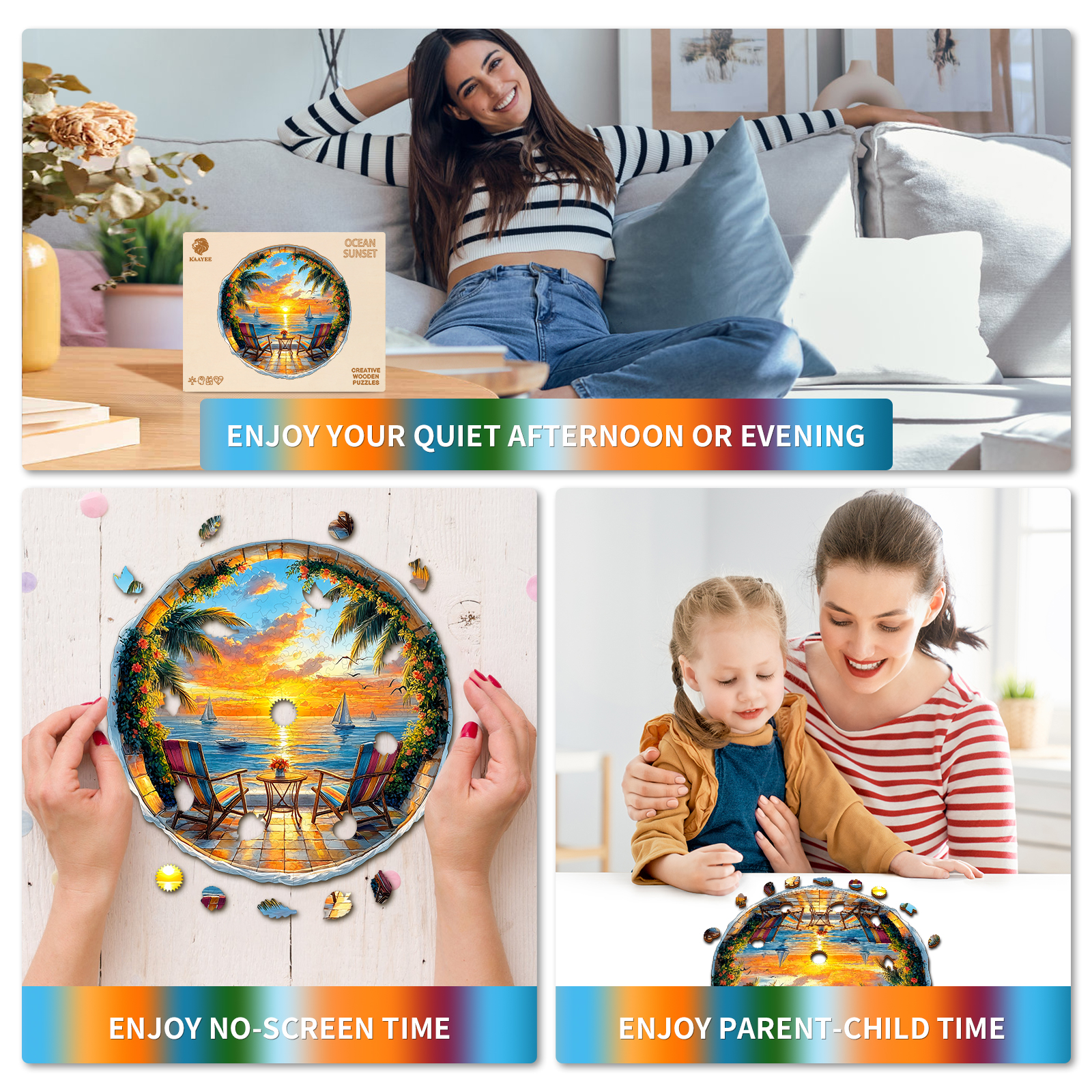 Wooden Jigsaw Puzzle – Ocean Sunset - Image 7