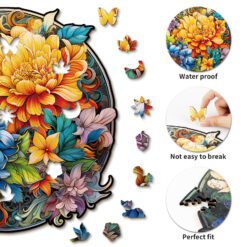 Alternative view of Wooden Jigsaw Puzzle – Prosperous Bloom Flower